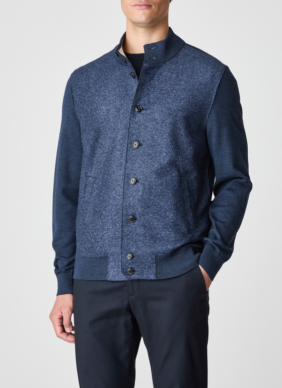 Strickjacke Knopf 1/1 Arm Nightfall Blue Frontansicht