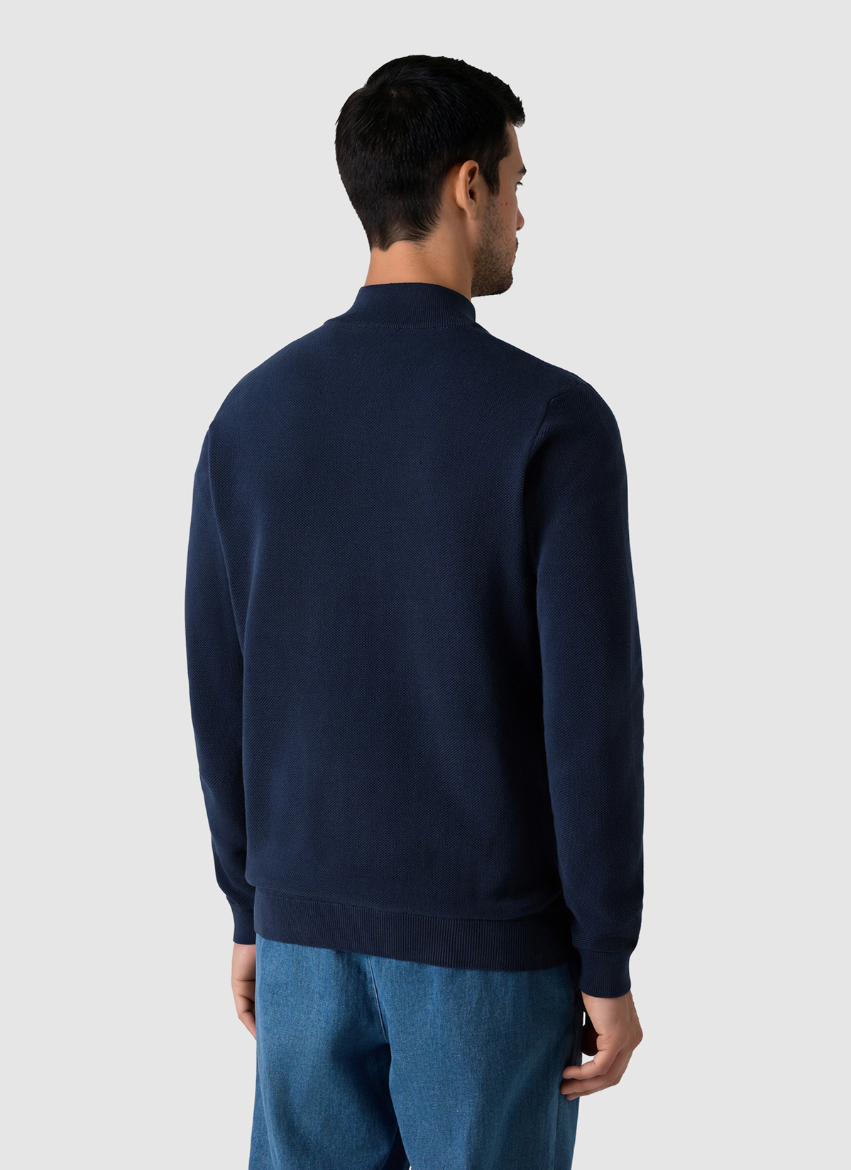 Strickjacke Zip 1/1 Arm, Dawn Blue Rückansicht