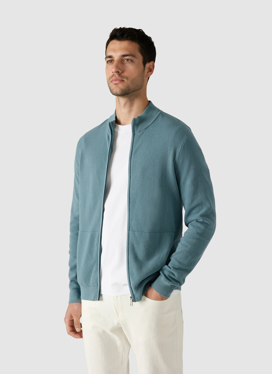 Strickjacke Zip 1/1 Arm Pastel Turquoise Frontansicht