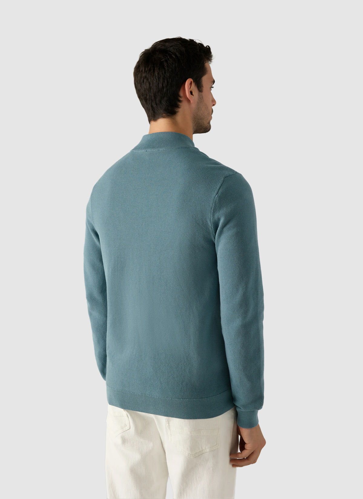 Strickjacke Zip 1/1 Arm, Pastel Turquoise Rückansicht