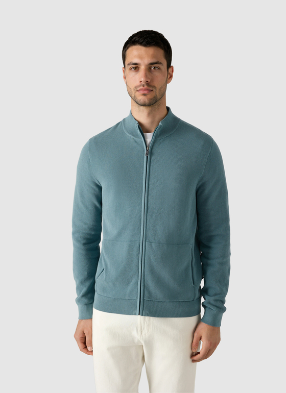 Strickjacke Zip 1/1 Arm Pastel Turquoise Frontansicht