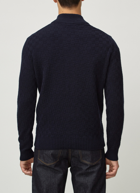 Strickjacke Zip 1/1 Arm Navy Frontansicht