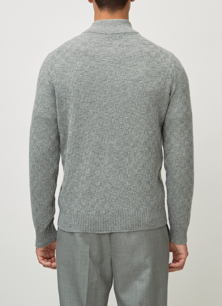 Strickjacke Zip 1/1 Arm, Mercury Grey Rückansicht