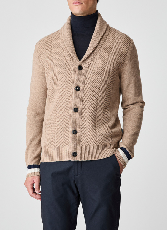 Strickjacke Schalkragen 1/1 Arm Hazelnut Frontansicht