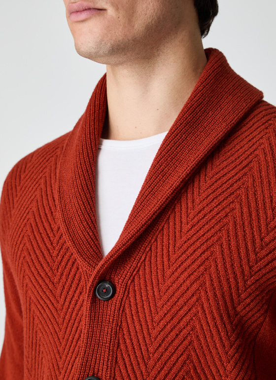 Strickjacke Schalkragen 1/1 Arm Light Buckeye Frontansicht