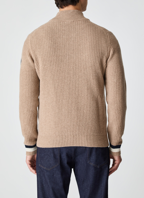 Strickjacke Zip 1/1 Arm Hazelnut Frontansicht