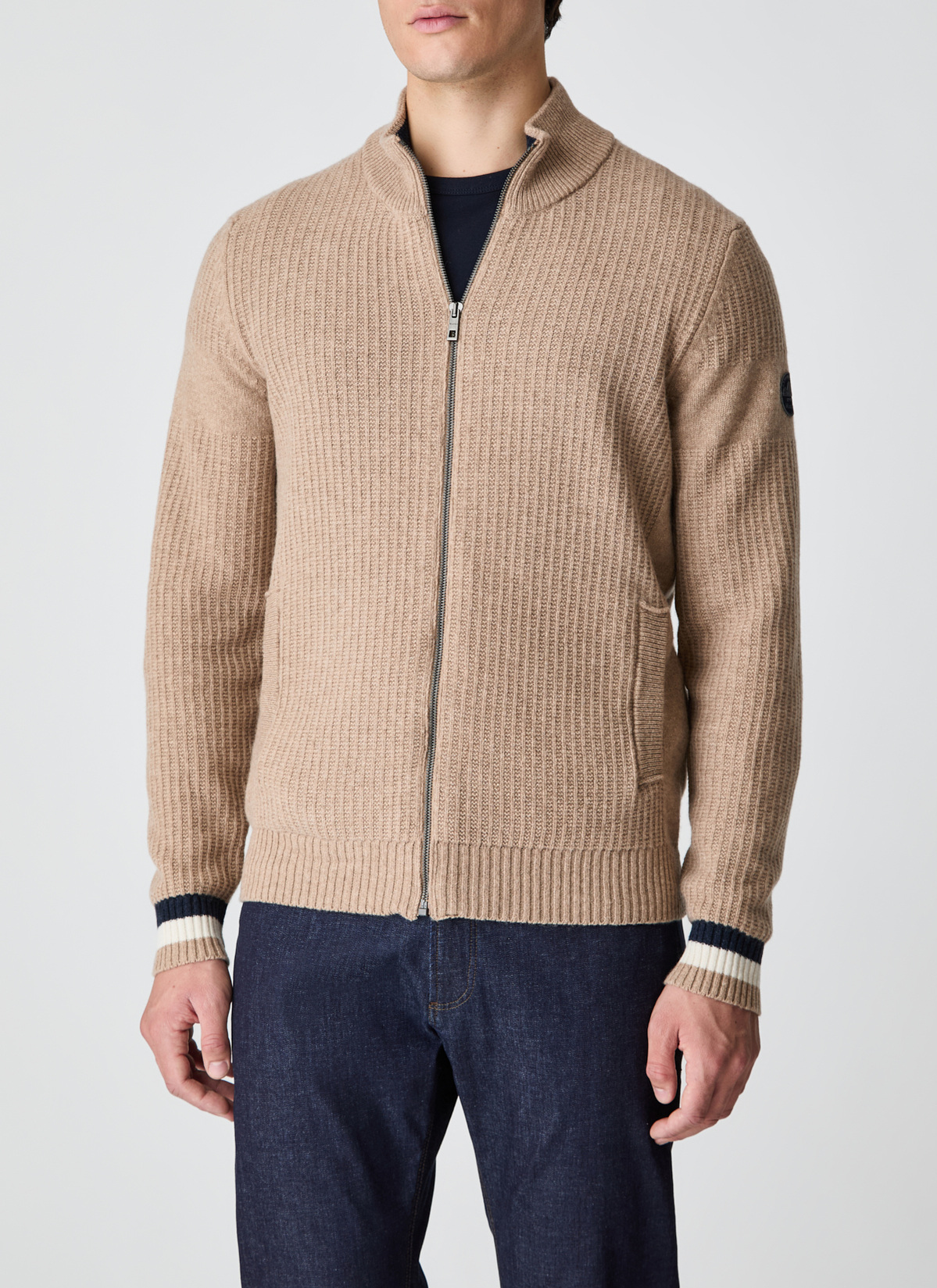 Strickjacke Zip 1/1 Arm, Hazelnut Detailansicht 1