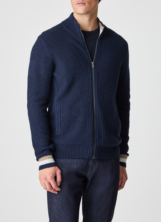 Strickjacke Zip 1/1 Arm Bright Night Frontansicht