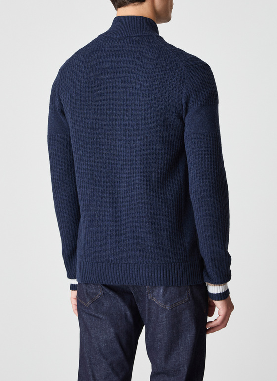 Strickjacke Zip 1/1 Arm Bright Night Frontansicht