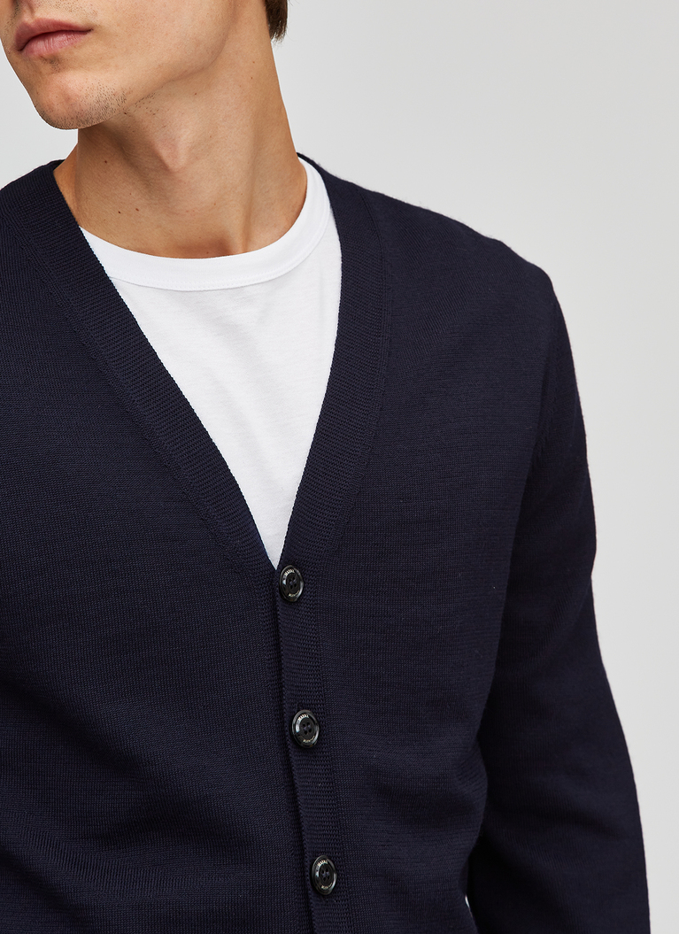 Strick Cardigan 1/1 Arm, Navy Detailansicht 1