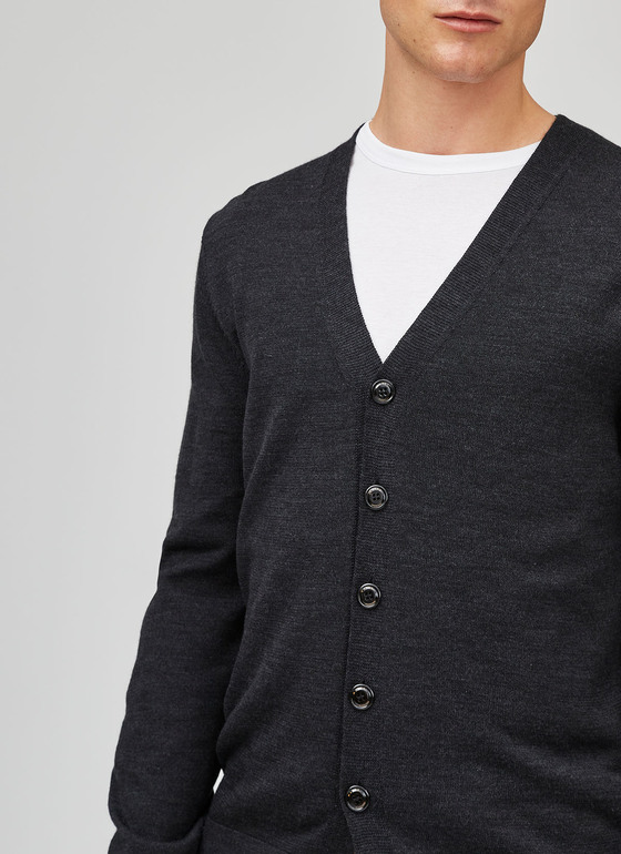 Strick Cardigan 1/1 Arm Anthrazit Frontansicht