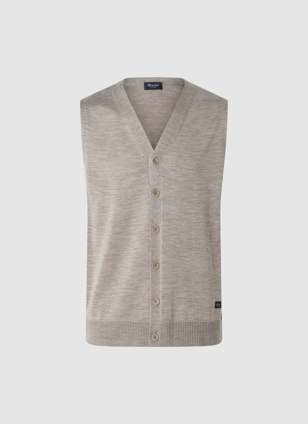 Superwash Strickweste Merinowolle, Iced Latte Frontansicht