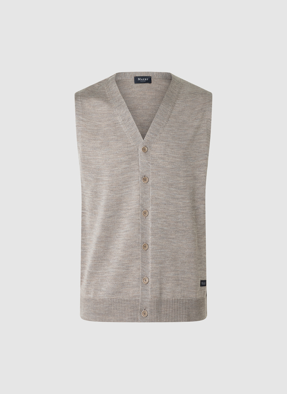 Superwash Strickweste Merinowolle Iced Latte Frontansicht