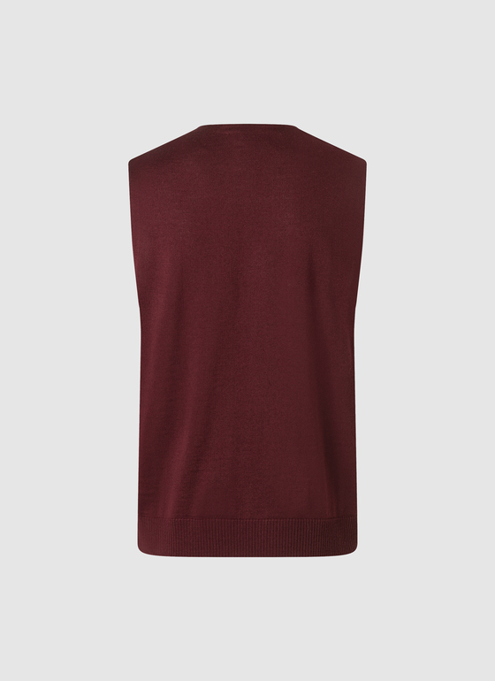 Superwash Strickweste Merinowolle Barolo Wine Frontansicht