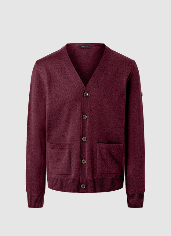 Strick Cardigan 1/1 Arm Barolo Wine Frontansicht