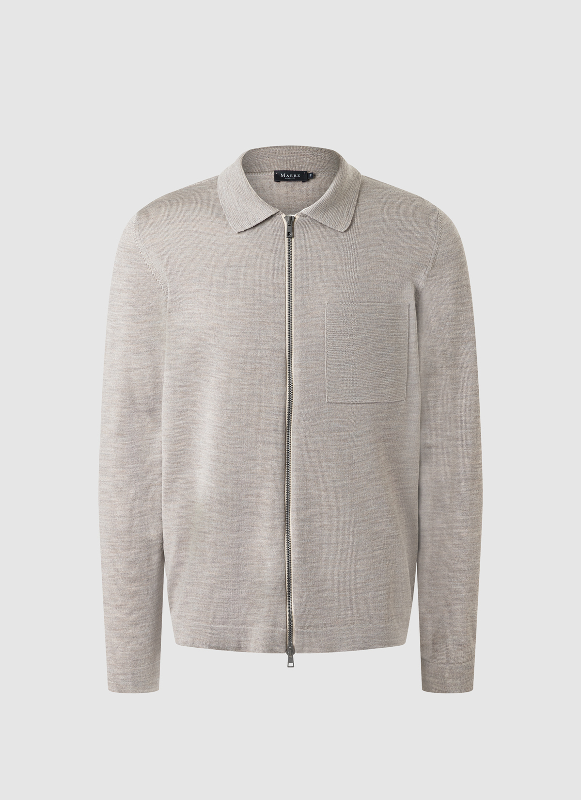 Strickjacke Zip 1/1 Arm, Iced Latte Frontansicht