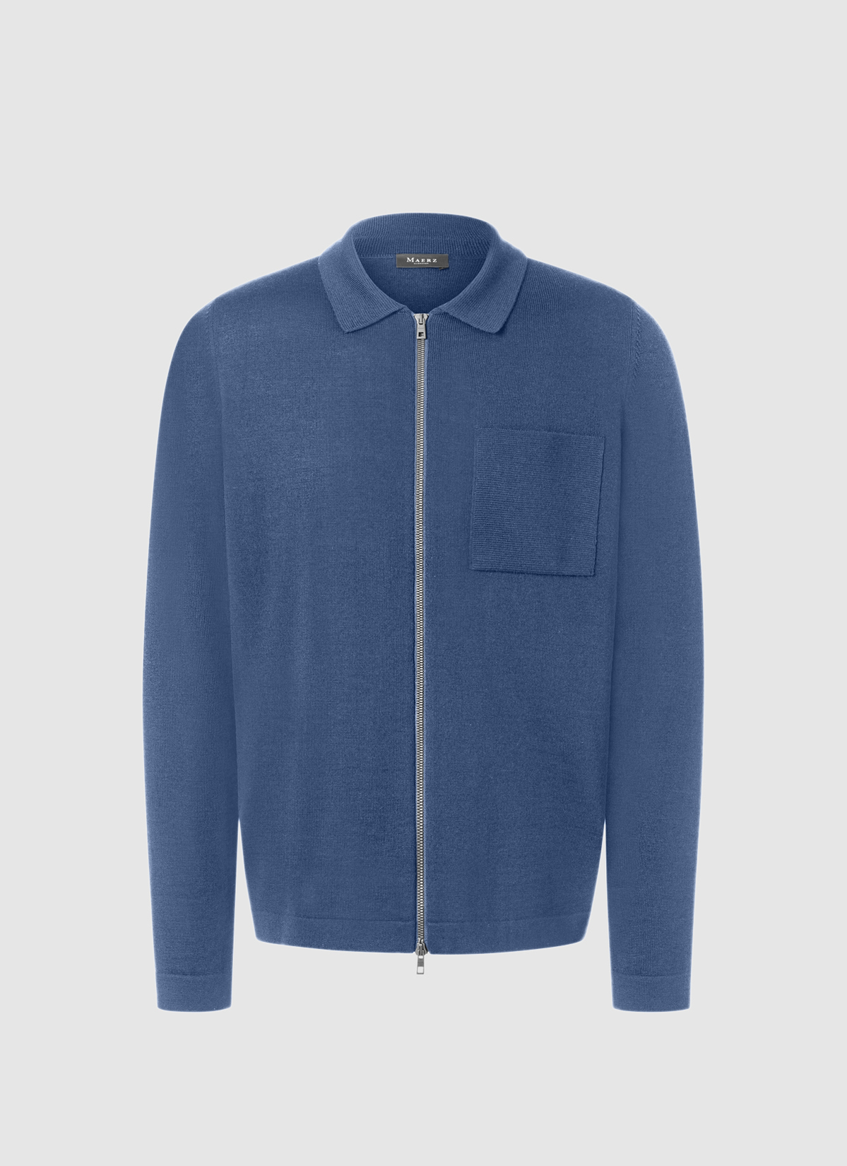 Strickjacke Zip 1/1 Arm, Deep Sea Frontansicht