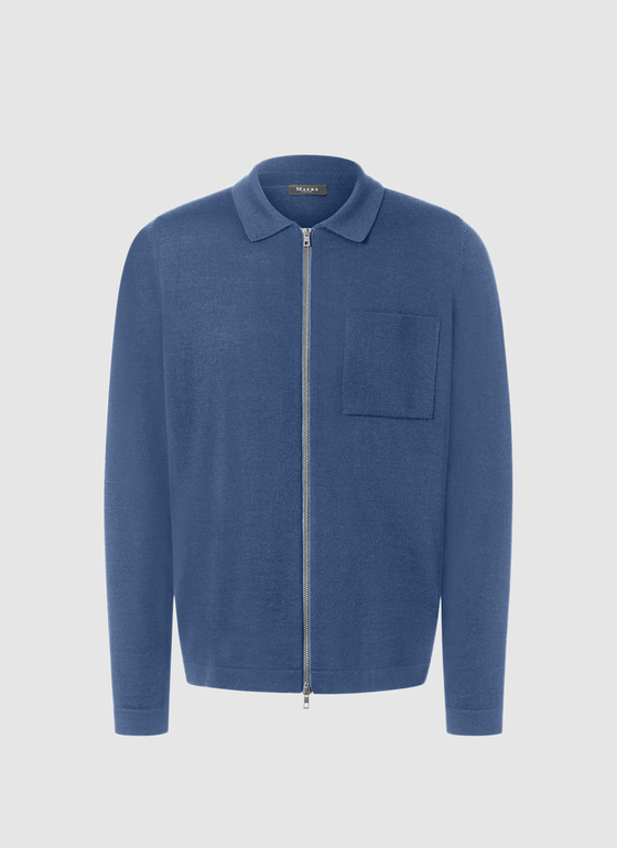 Strickjacke Zip 1/1 Arm Deep Sea Frontansicht