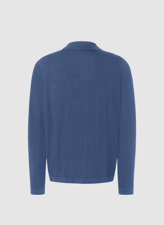 Strickjacke Zip 1/1 Arm Deep Sea Frontansicht