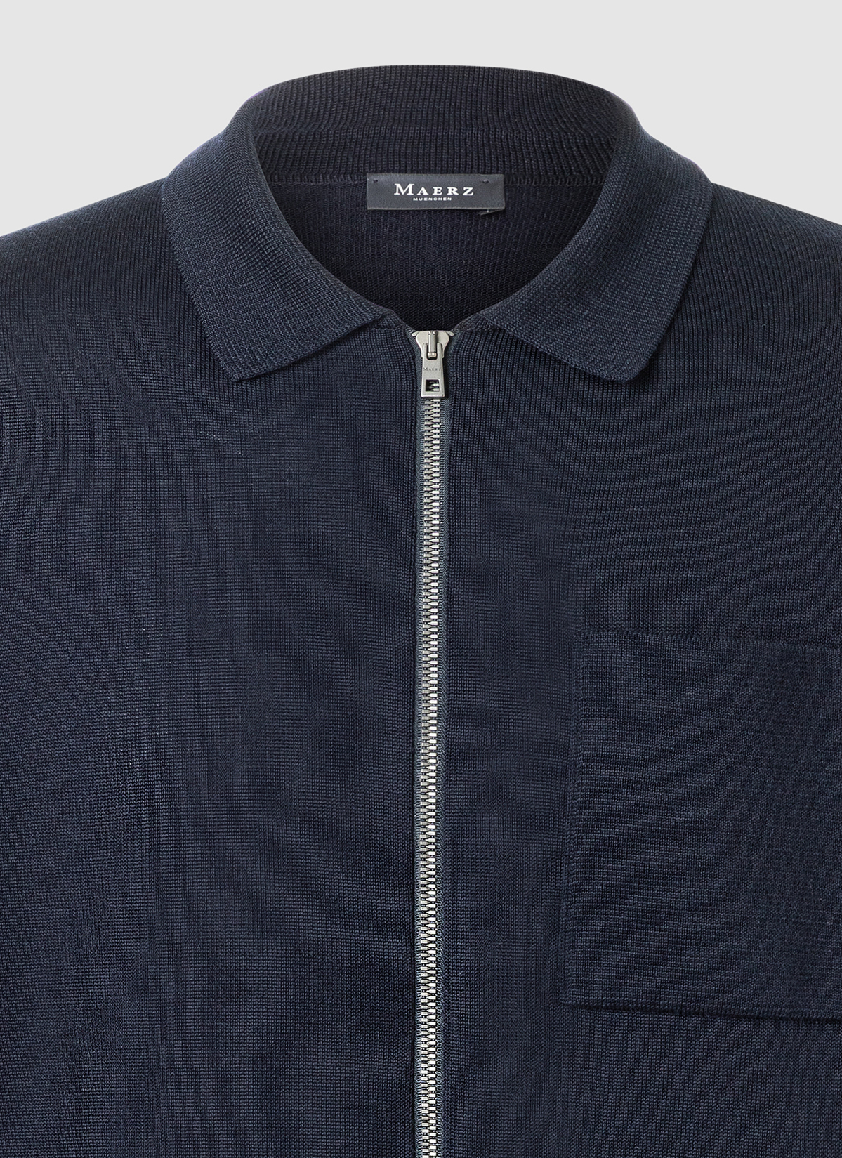 Strickjacke Zip 1/1 Arm, Navy Detailansicht 1