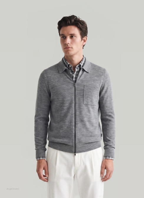 Strickjacke Zip 1/1 Arm width=