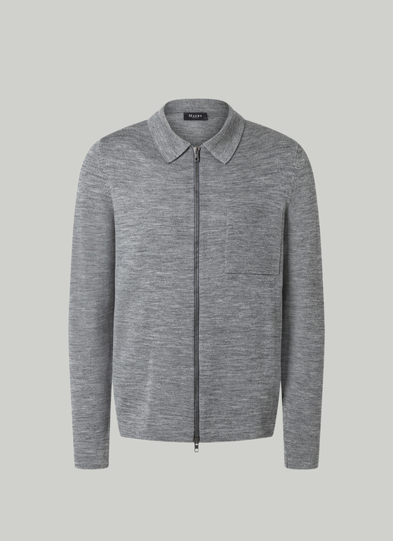 Strickjacke Zip 1/1 Arm Shark Skin Frontansicht