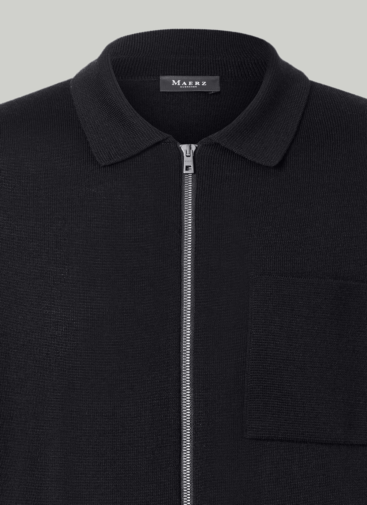 Strickjacke Zip 1/1 Arm, Black Detailansicht 1