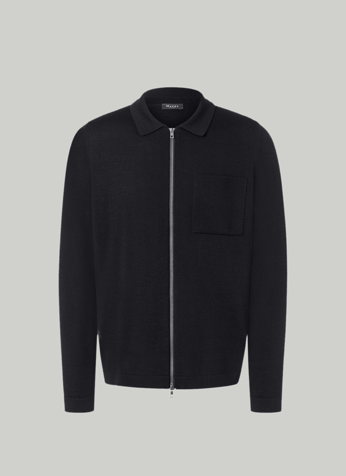 Strickjacke Zip 1/1 Arm, Black Detailansicht 2