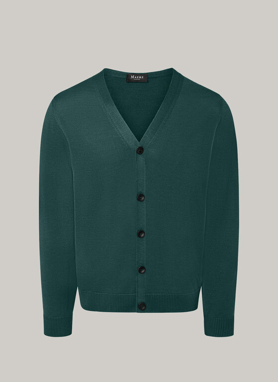 Strick Cardigan 1/1 Arm Bottle Green Frontansicht