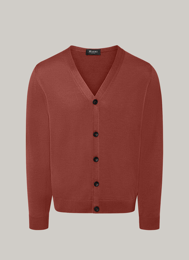Strick Cardigan 1/1 Arm, Red Planet Frontansicht