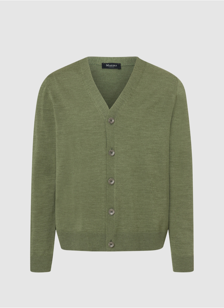 Strick Cardigan 1/1 Arm, Green Hummus Rückansicht