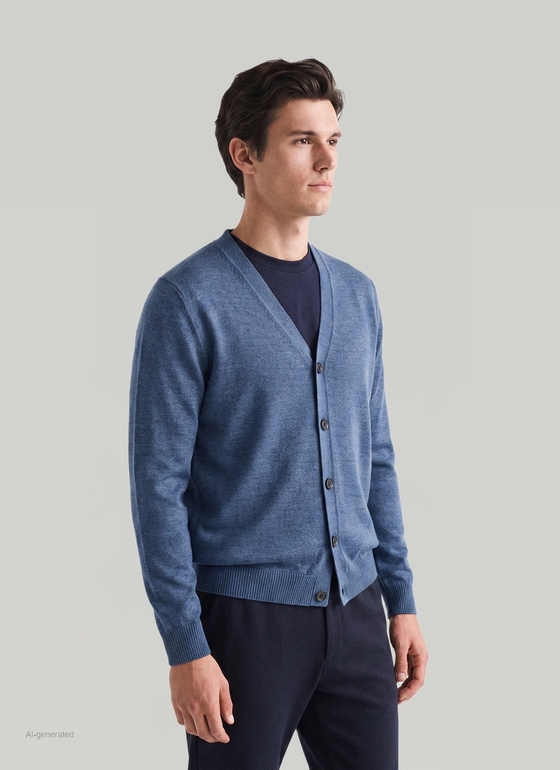 Strick Cardigan 1/1 Arm Nimes Blue Frontansicht