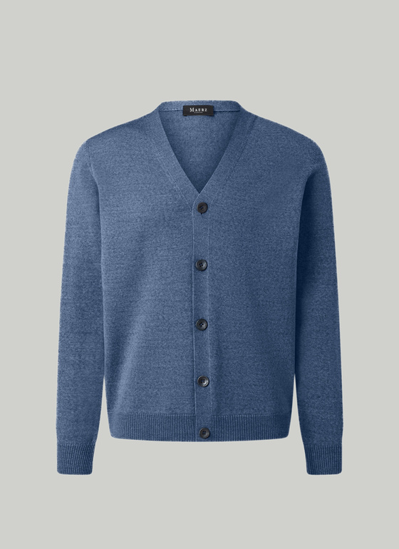 Strick Cardigan 1/1 Arm Nimes Blue Frontansicht