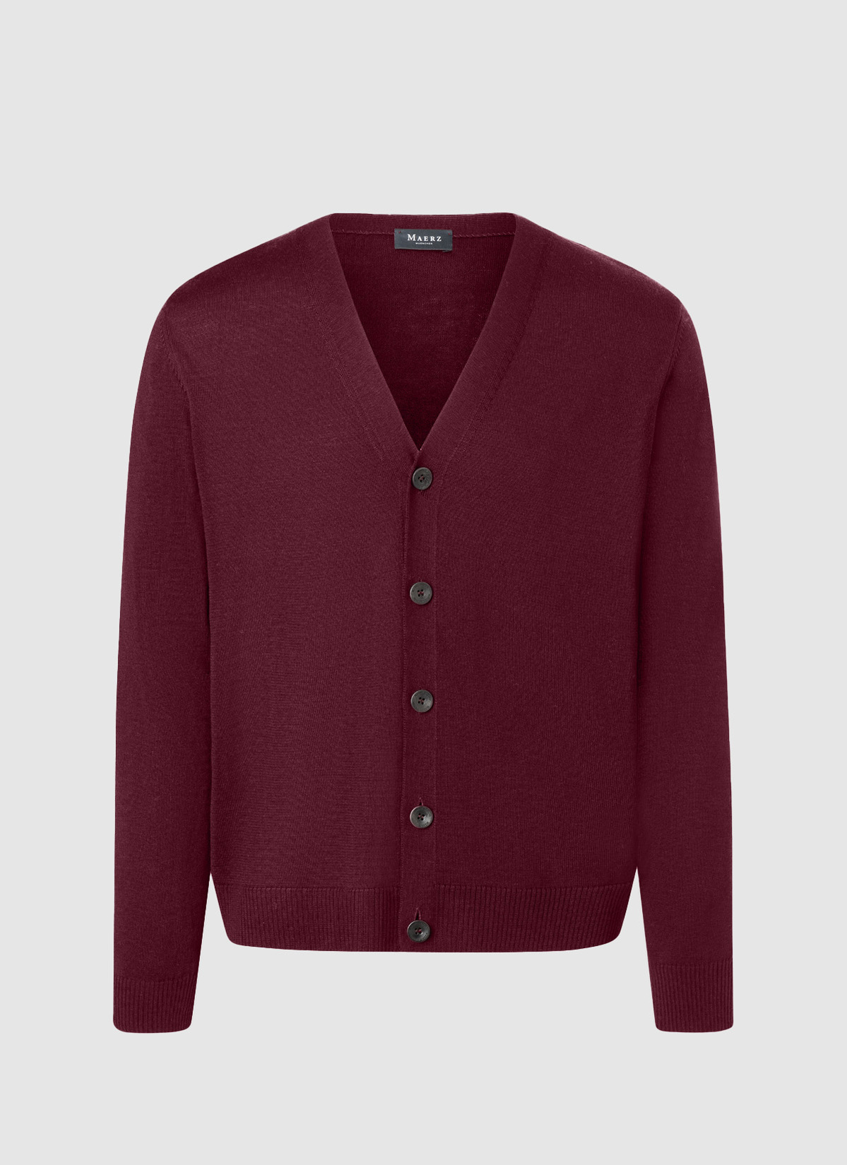 Strick Cardigan 1/1 Arm, Barolo Wine Frontansicht