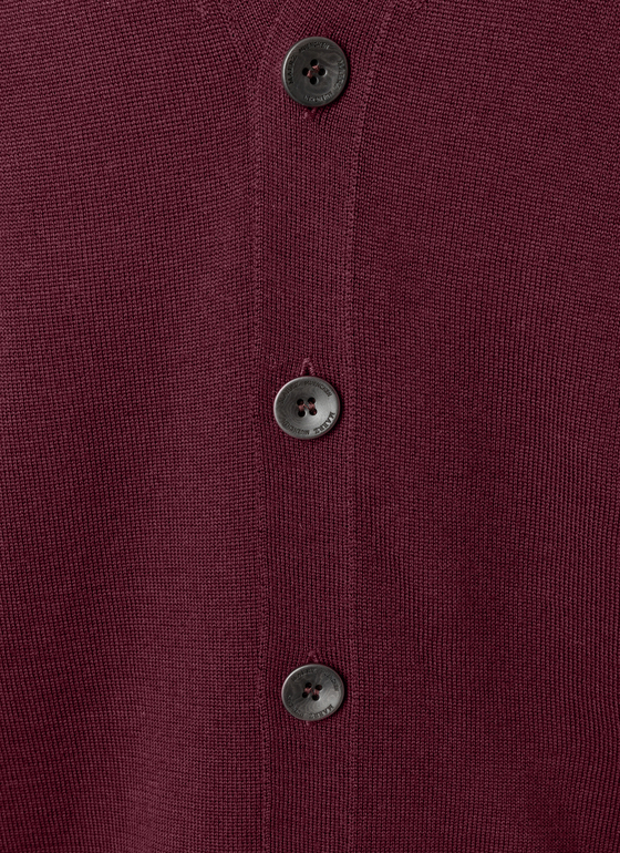 Strick Cardigan 1/1 Arm Barolo Wine Frontansicht