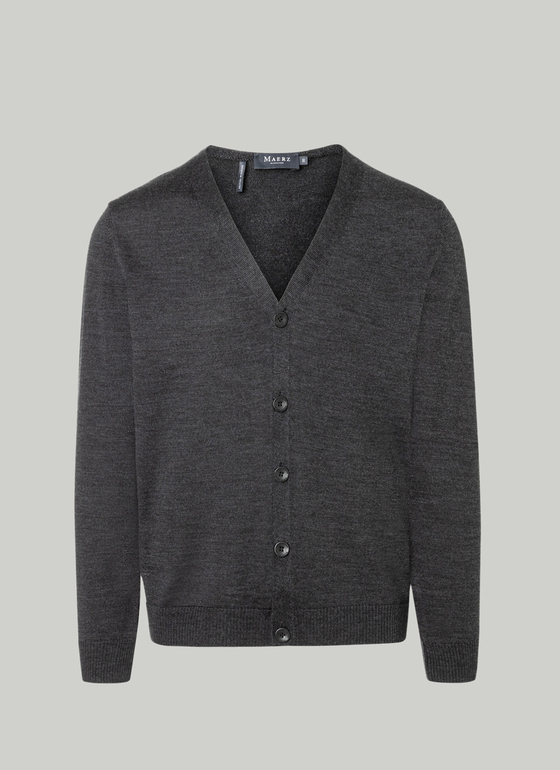 Strick Cardigan 1/1 Arm Anthrazit Frontansicht