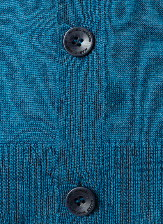 Strick Cardigan 1/1 Arm Teal Water Frontansicht