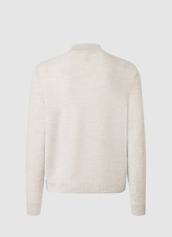 Strickjacke Zip 1/1 Arm Iced Latte Frontansicht