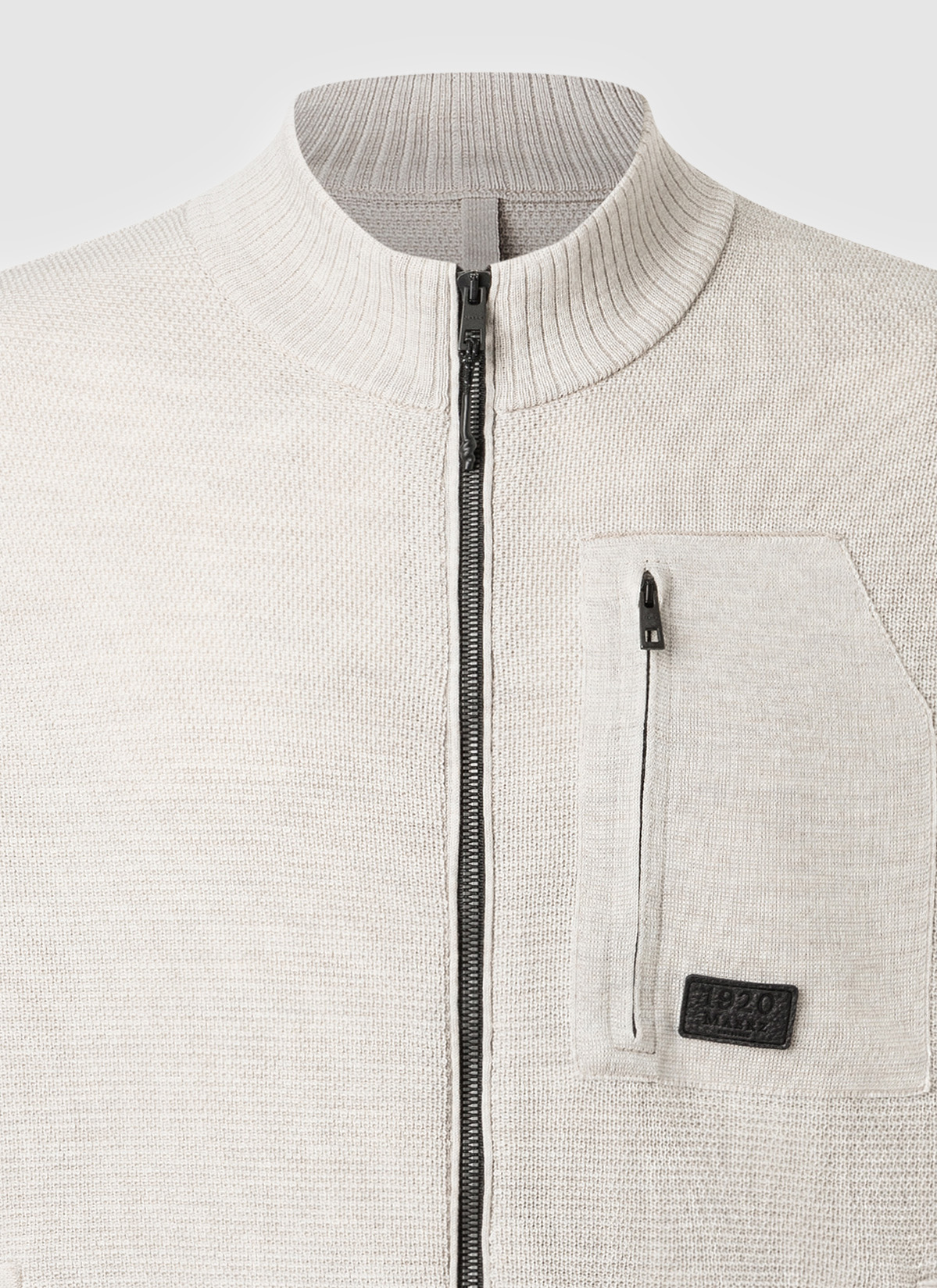 Strickjacke Zip 1/1 Arm, Iced Latte Detailansicht 1