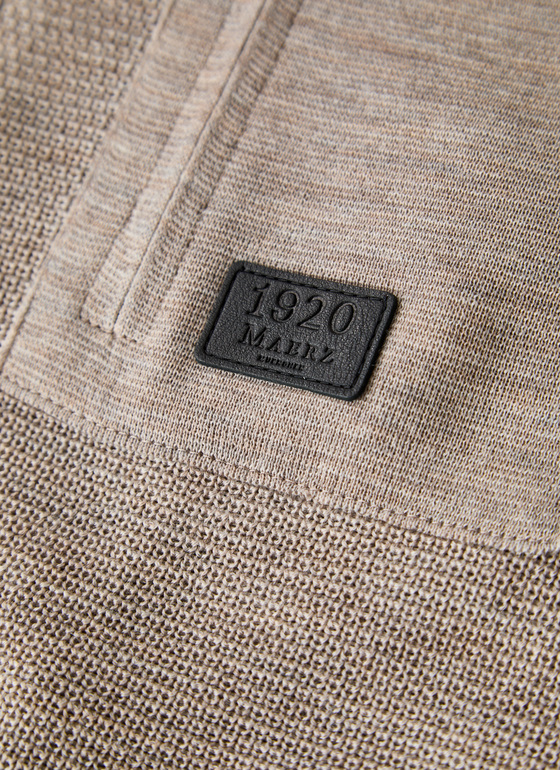 Strickjacke Zip 1/1 Arm Iced Latte Frontansicht