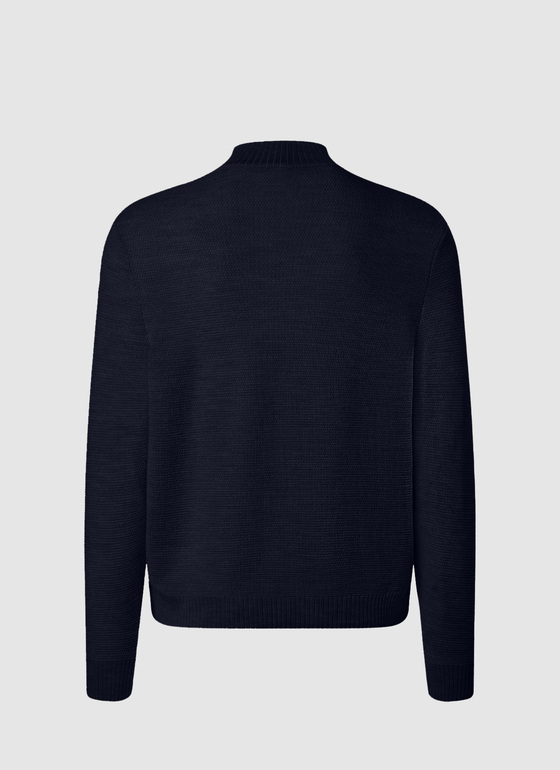 Strickjacke Zip 1/1 Arm Navy Frontansicht