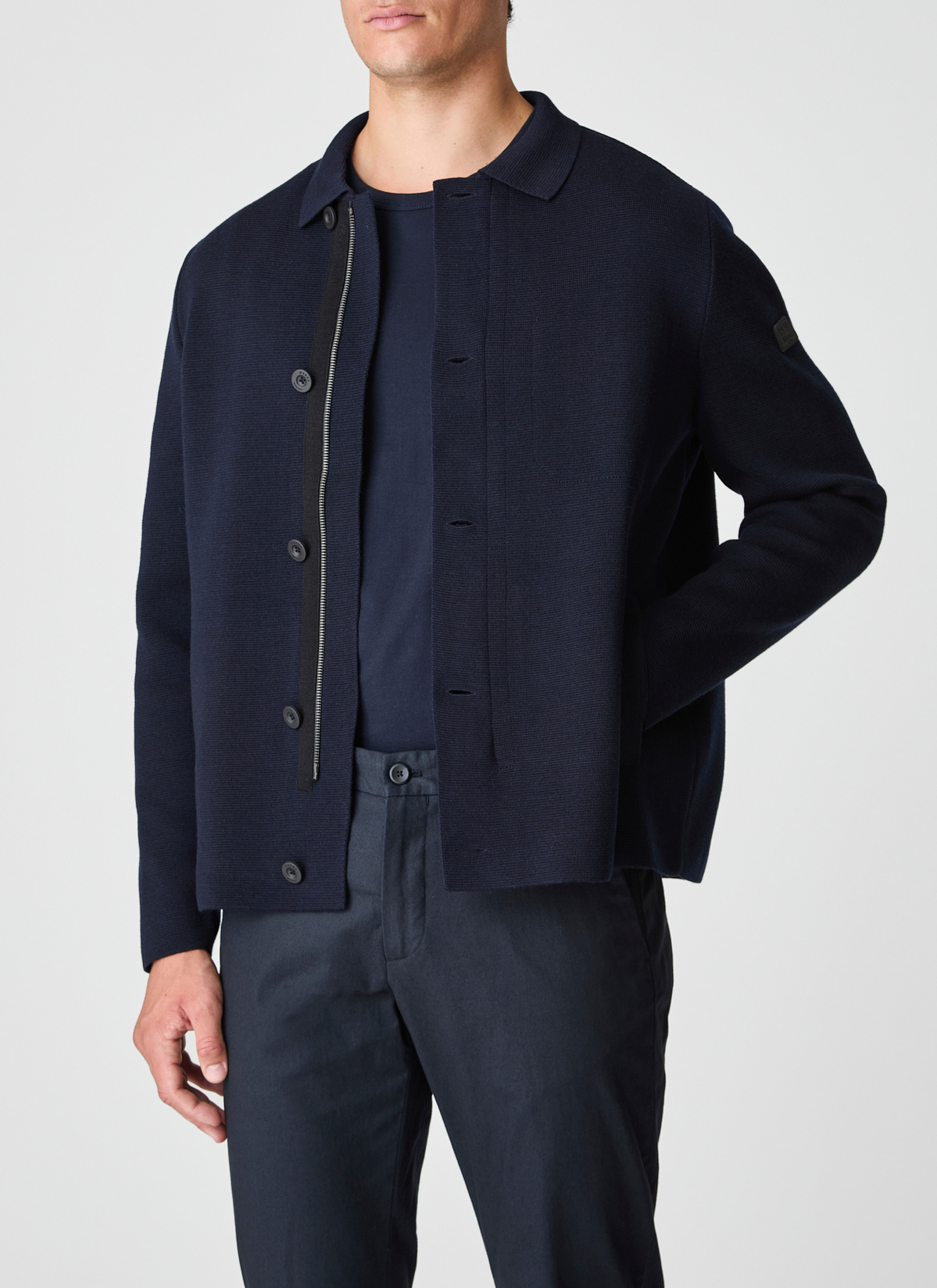 Strickjacke Knopf 1/1 Arm, Navy Frontansicht
