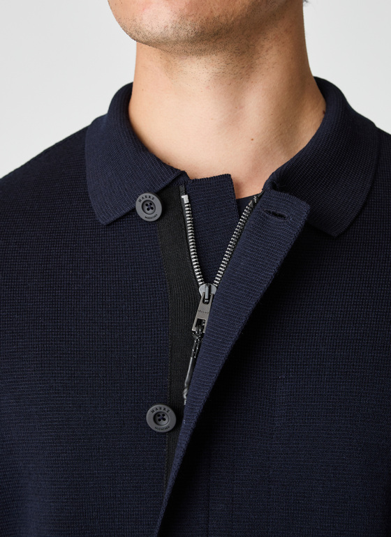 Strickjacke Knopf 1/1 Arm Navy Frontansicht