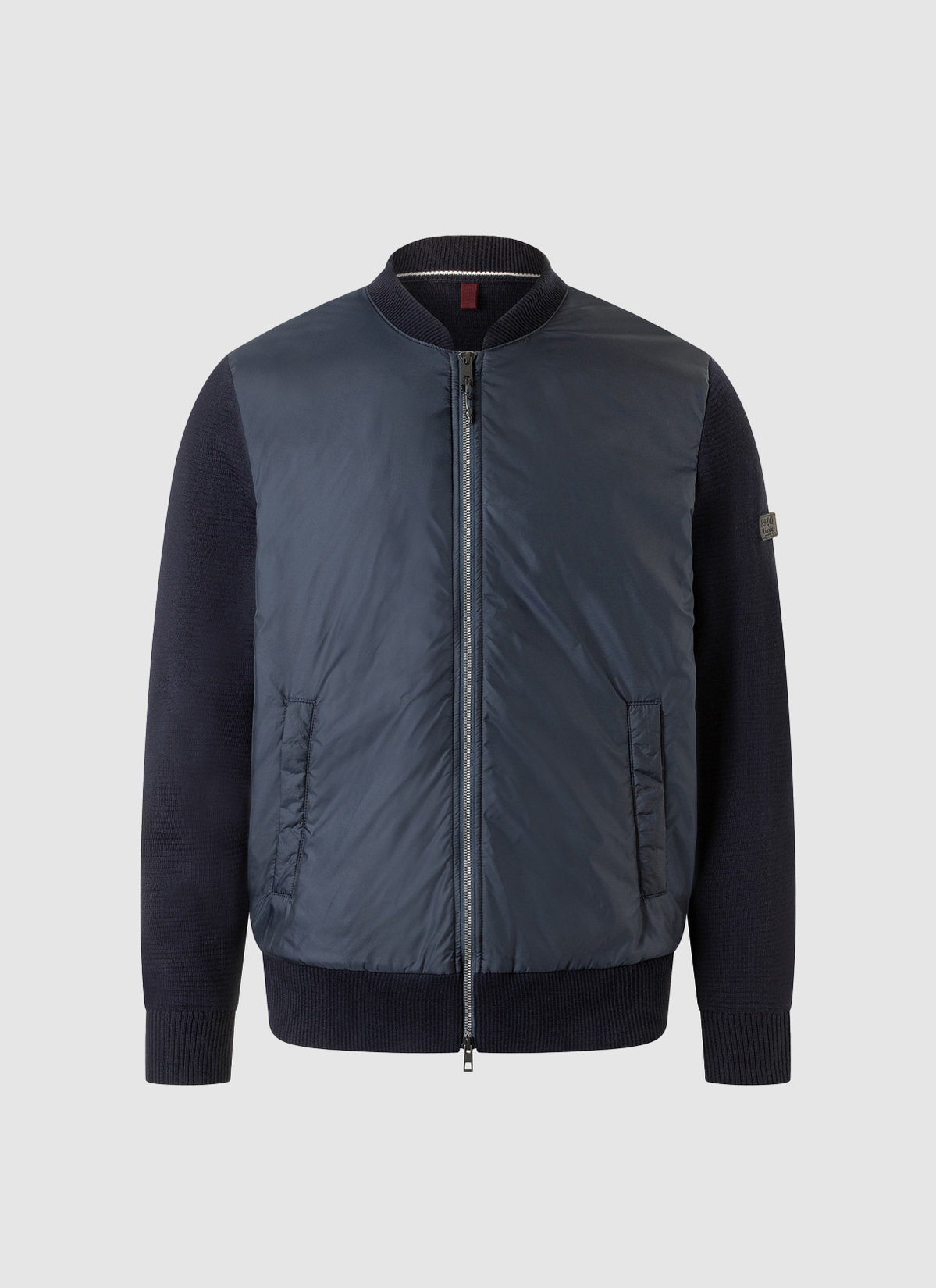 Strickjacke Zip 1/1 Arm, Navy Frontansicht