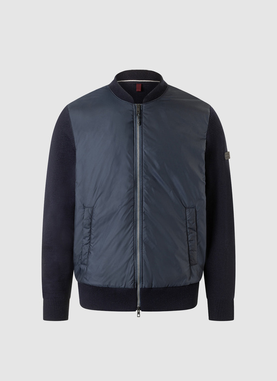 Strickjacke Zip 1/1 Arm Navy Frontansicht