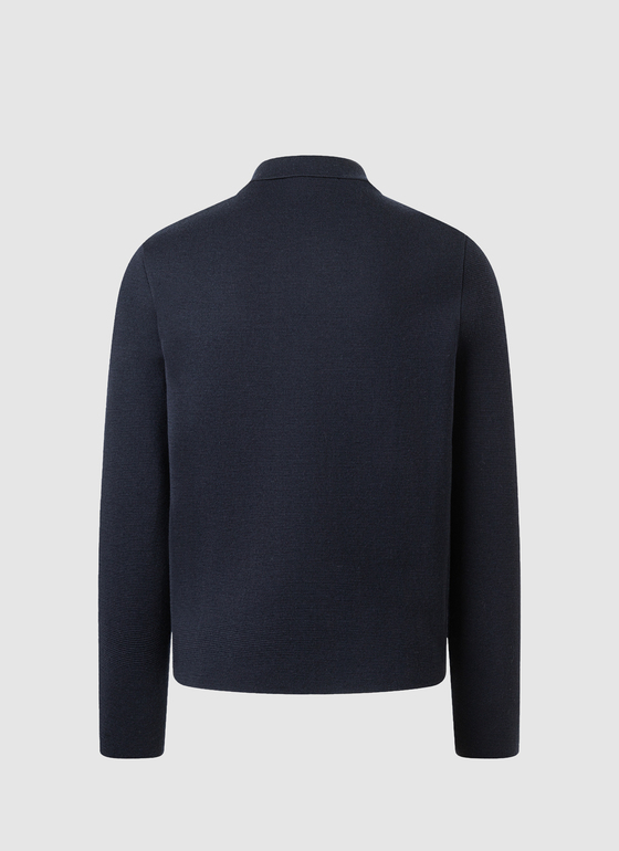 Strickjacke Zip 1/1 Arm Navy Frontansicht