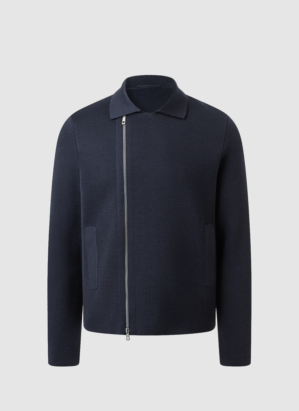 Strickjacke Zip 1/1 Arm, Navy 