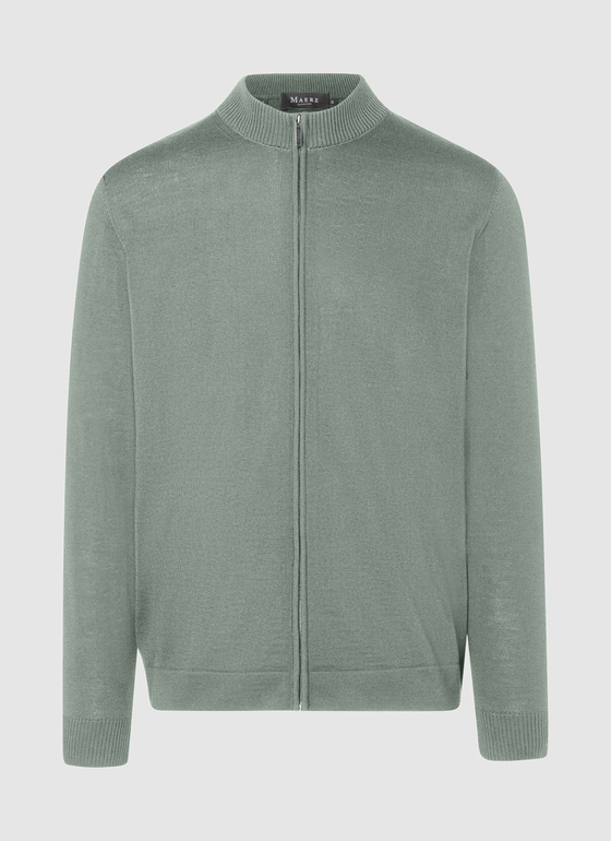 Strickjacke Zip 1/1 Arm Foggy Teal Frontansicht