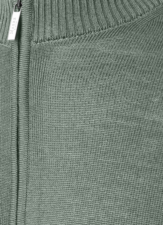 Strickjacke Zip 1/1 Arm Foggy Teal Frontansicht