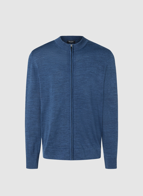 Strickjacke Zip 1/1 Arm Deep Sea Frontansicht
